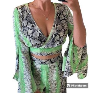 Green Snake Skin Two Piece Matching Set